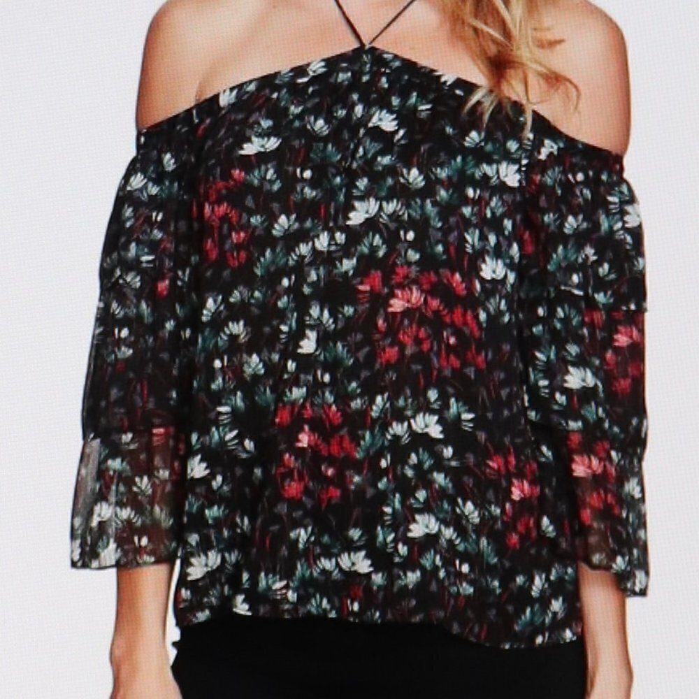 1.STATE Women's Tiered Sleeve Knit Blouse Size L